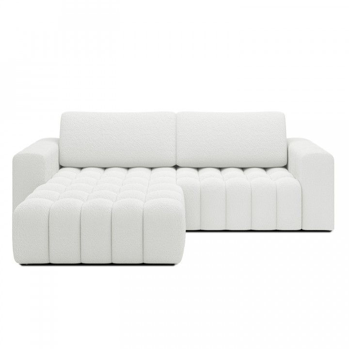 Canapé d'angle gauche convertible Clovis Bouclette Blanc