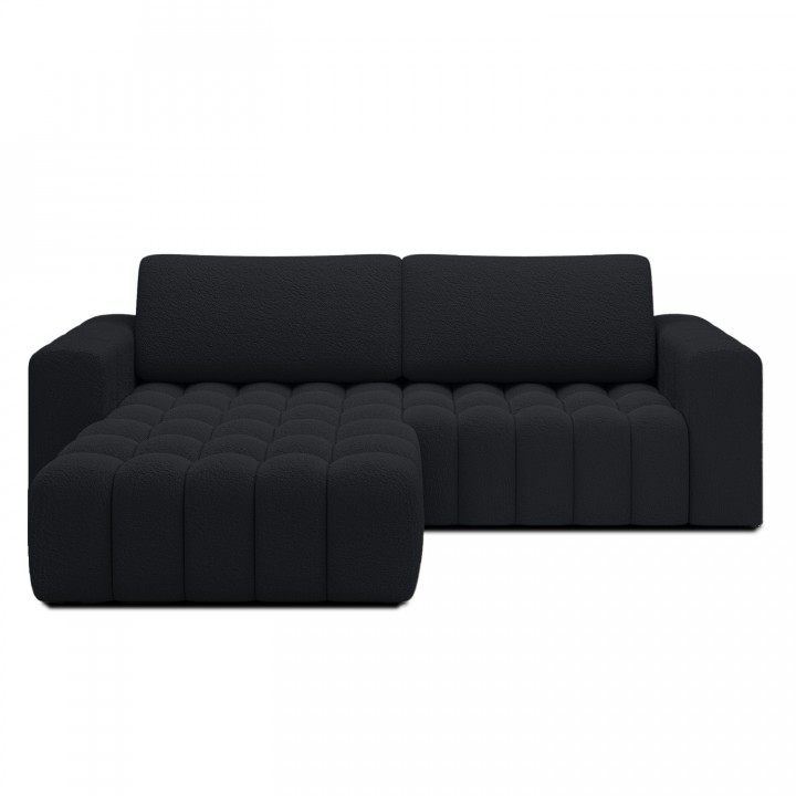 Canapé d'angle gauche convertible Clovis Bouclette Noir