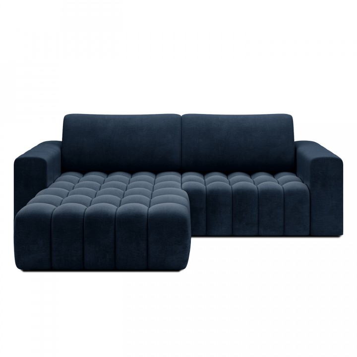 Canapé d'angle gauche convertible Clovis Velours Bleu