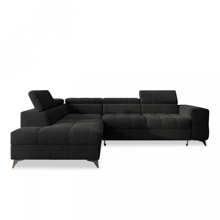 Canapé d'angle gauche convertible Gaspard Bouclette Noir