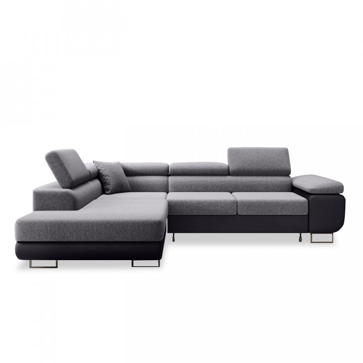 Canapé d'angle gauche convertible Marius Gris et Noir