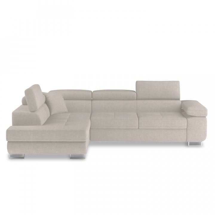 Canapé d'angle gauche convertible Marius tissu Beige