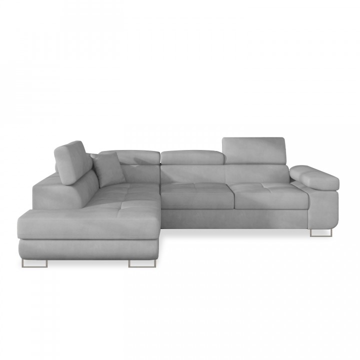 Canapé d'angle gauche convertible Marius velours Gris