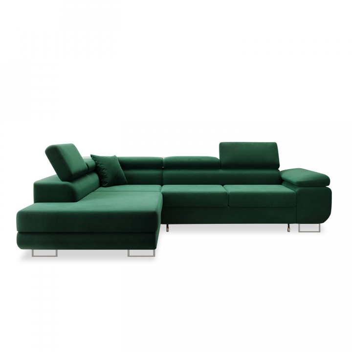 Canapé d'angle gauche convertible Marius velours Vert