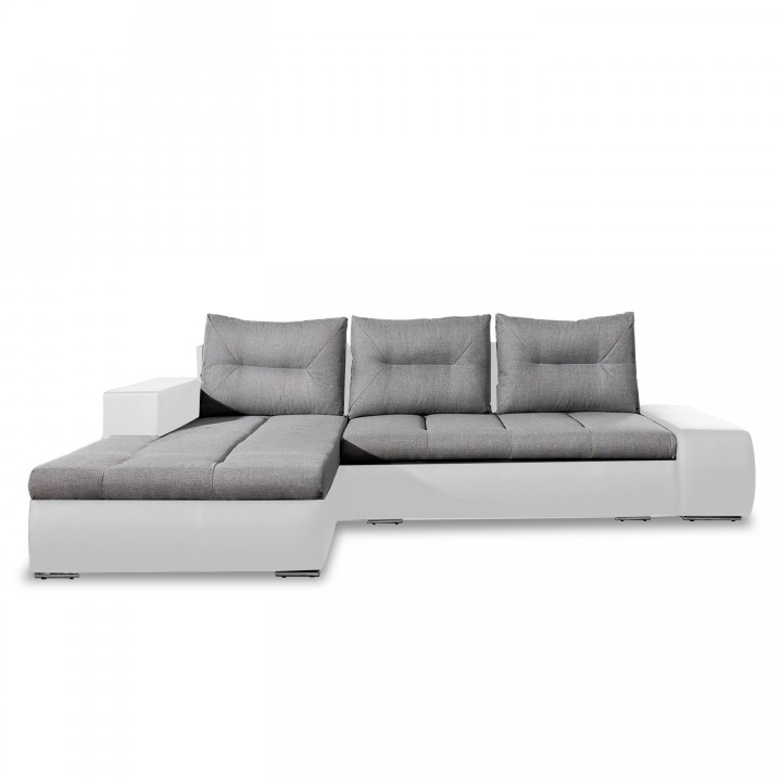 Canapé d'angle gauche convertible Santiago Gris et Blanc