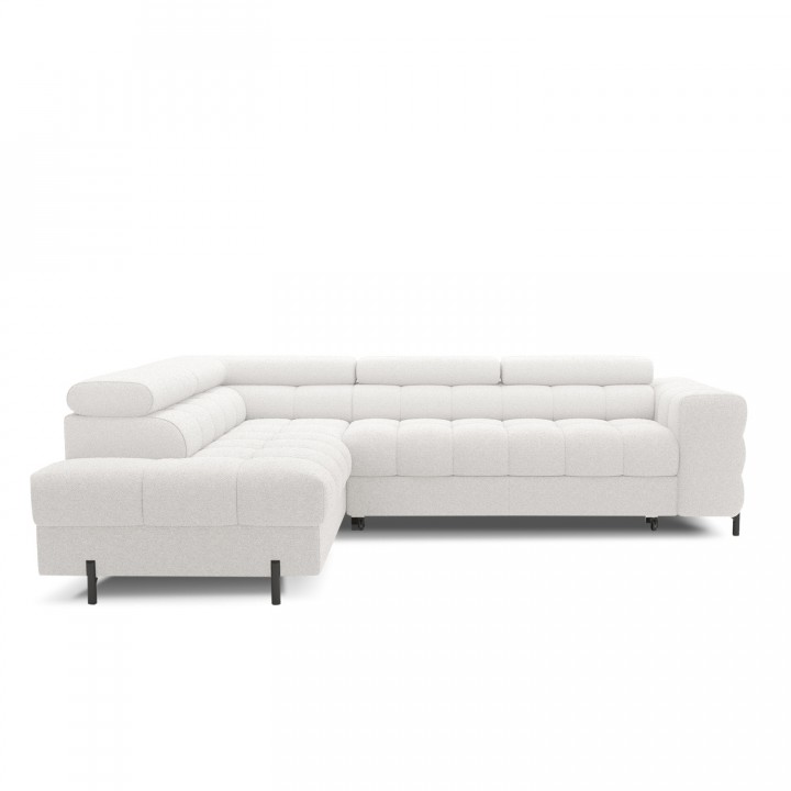 Canapé d'angle gauche convertible Strato Bouclette Blanc