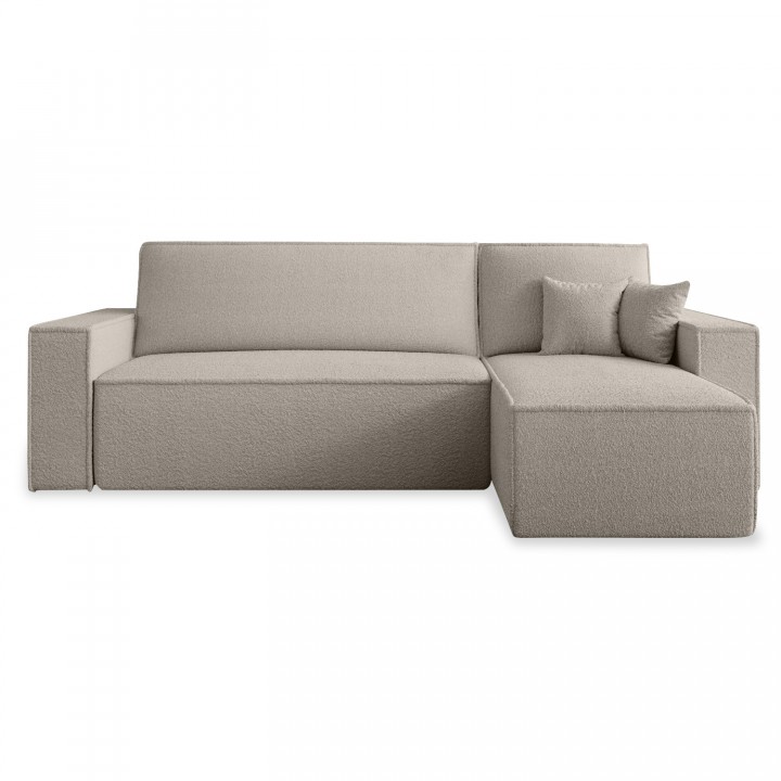 Canapé d'angle convertible réversible Lorenzo Bouclette Beige