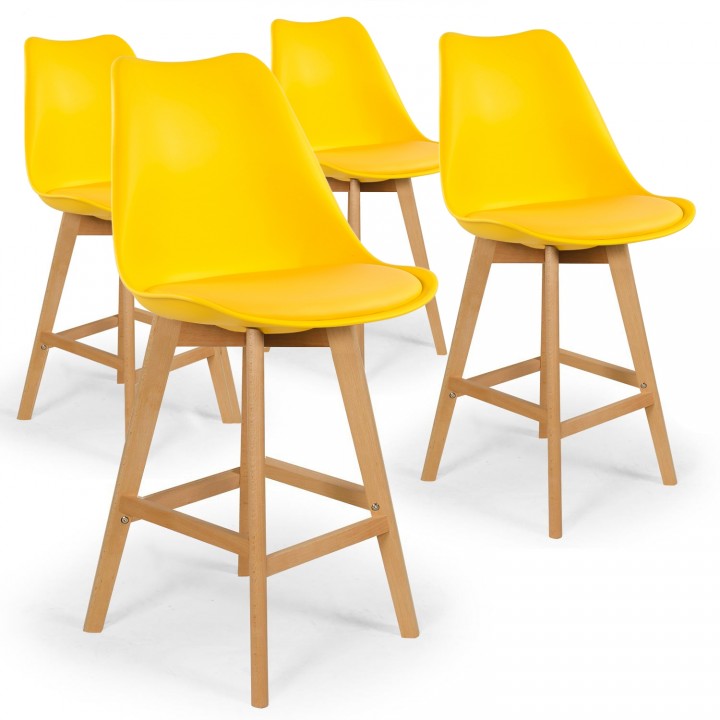 Lot de 4 chaises hautes style scandinave Catherina Jaune - H65cm