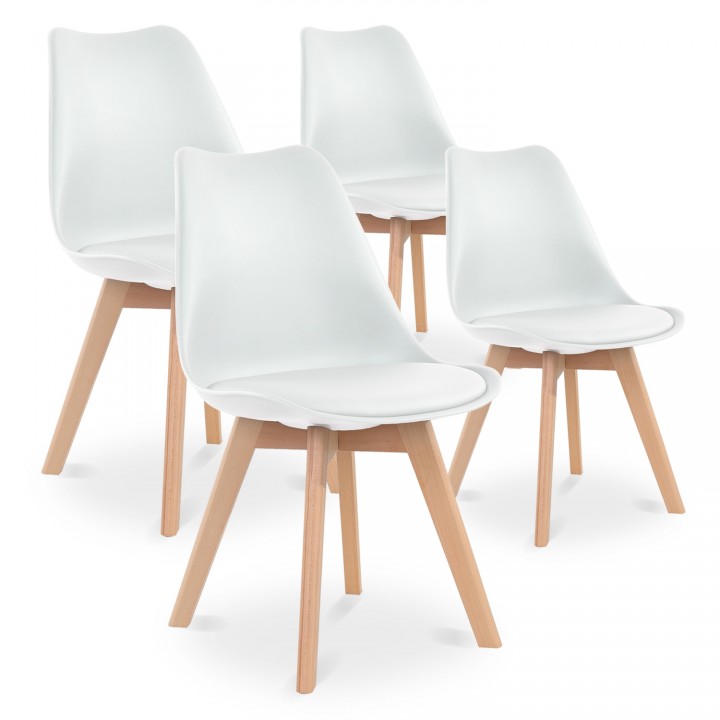 Lot de 4 chaises style scandinave Catherina Blanc 