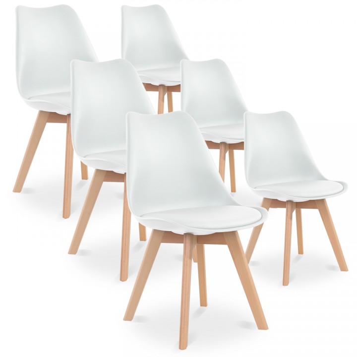 Lot de 6 chaises style scandinave Catherina Blanc