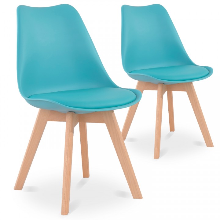 Lot de 2 chaises style scandinave Catherina Bleu Turquoise