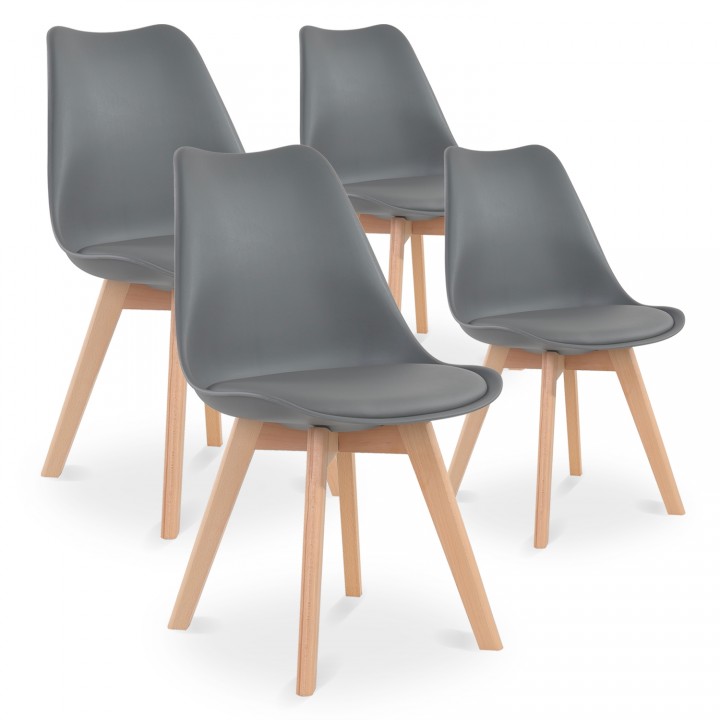 Lot de 4 chaises style scandinave Catherina Gris