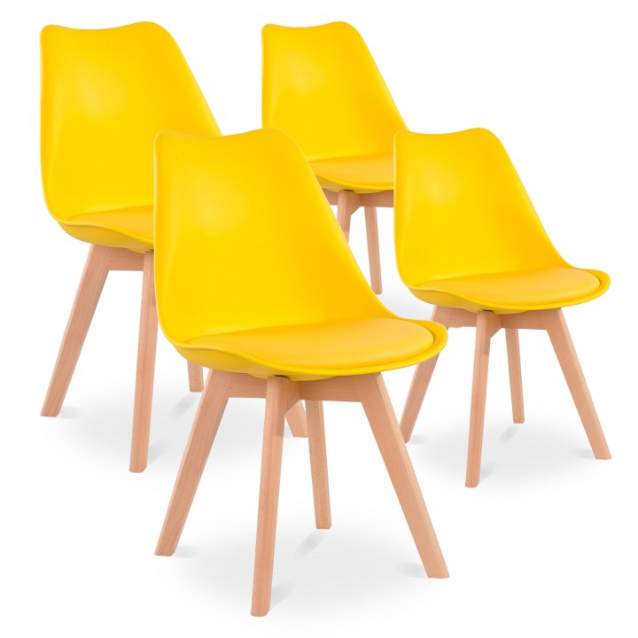 Lot de 4 chaises style scandinave Catherina Jaune