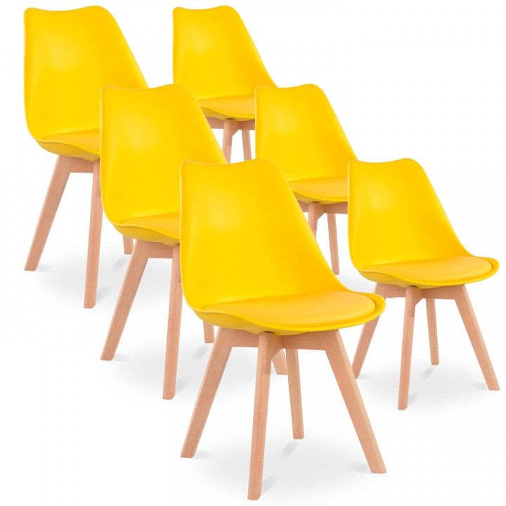 Lot de 6 chaises style scandinave Catherina Jaune