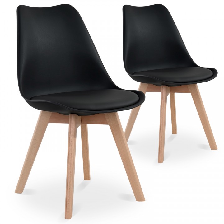 Lot de 2 chaises style scandinave Catherina Noir