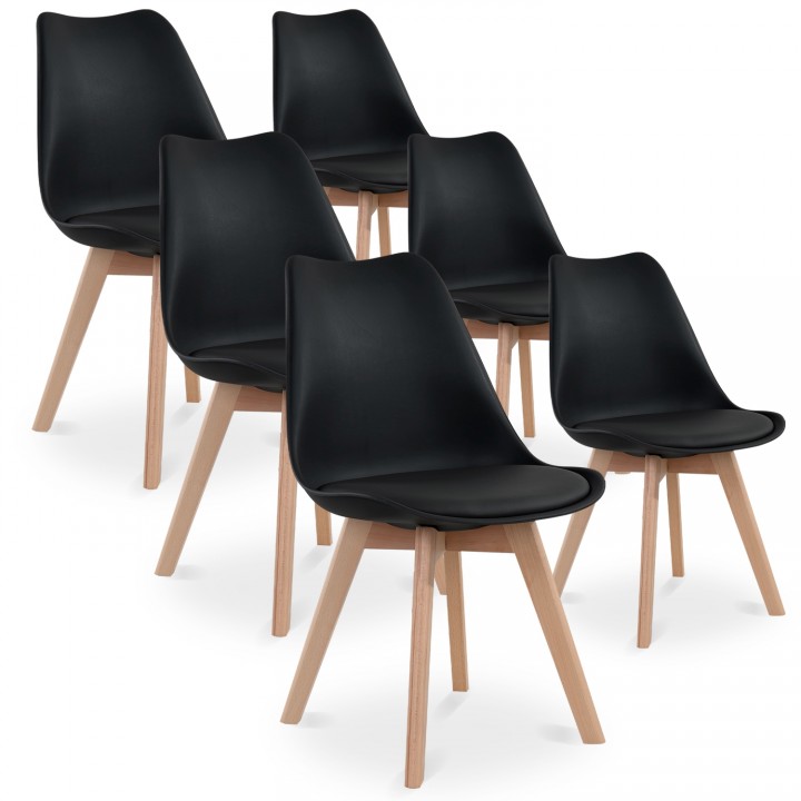 Lot de 6 chaises style scandinave Catherina Noir