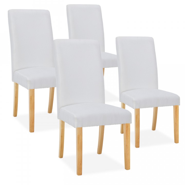 Lot de 4 chaises Rosie velours côtelé Blanc