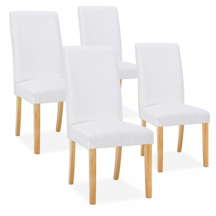 Lot de 4 chaises Rosie velours côtelé Blanc