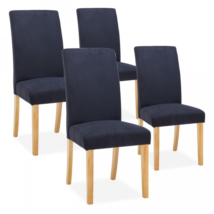  Lot de 4 chaises Rosie velours côtelé Noir