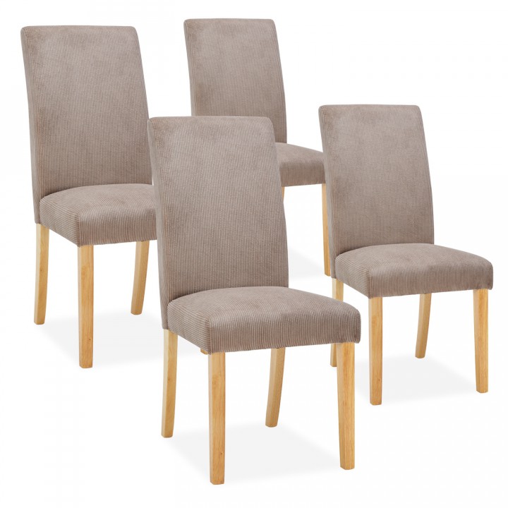 Lot de 4 chaises Rosie velours côtelé Taupe