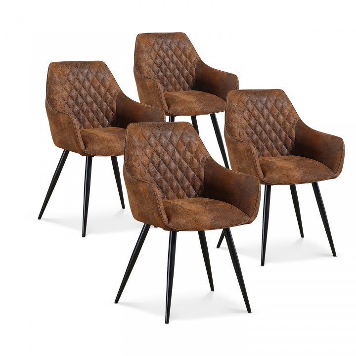 Lot de 4 chaises Victoria vintage pieds noir