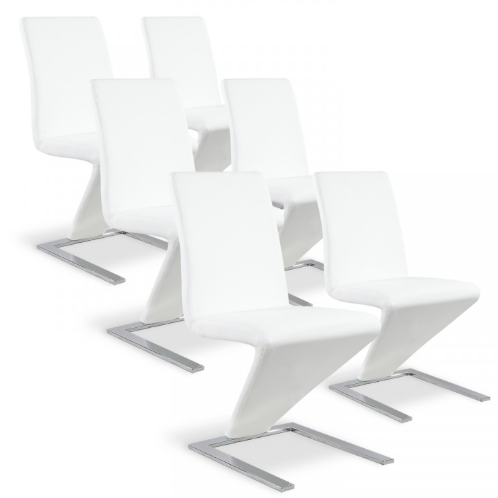 Lot de 6 chaises design Delano Blanc