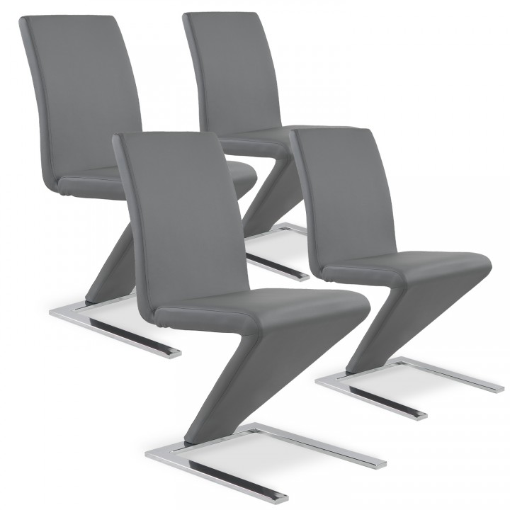 Lot de 4 chaises design Delano Gris