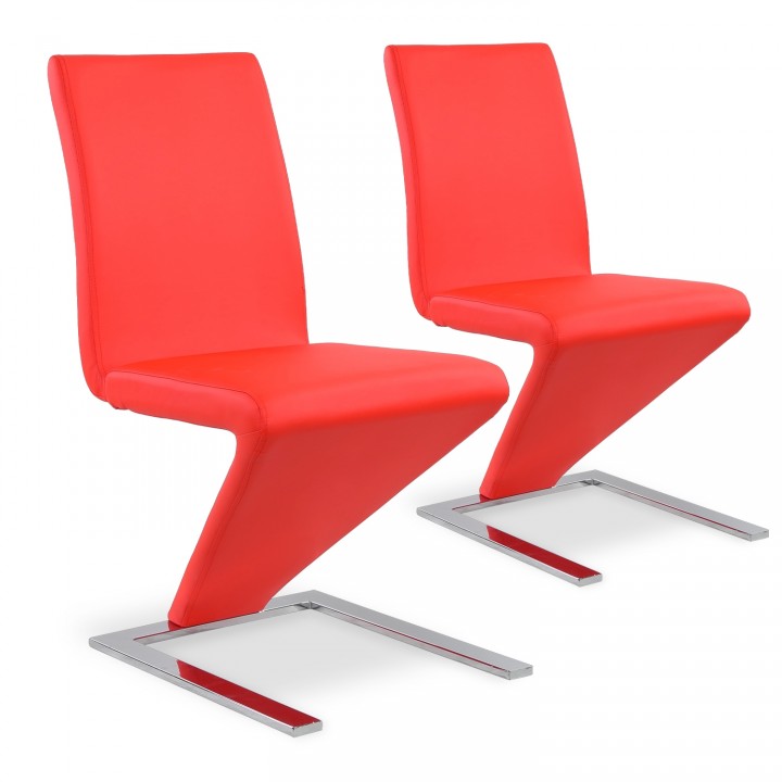 Lot de 2 chaises design Delano Rouge