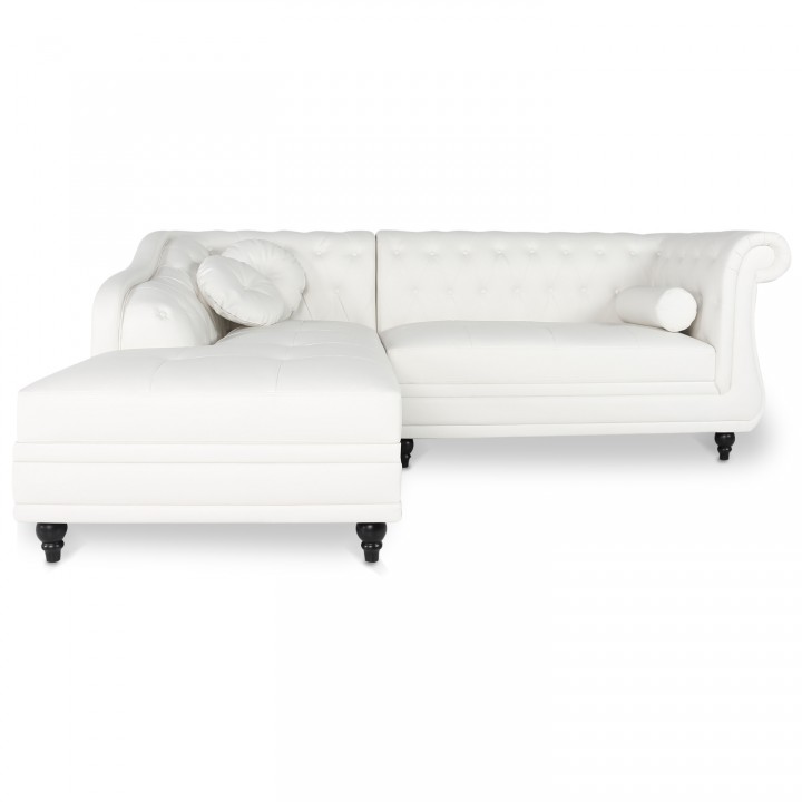 Canapé d'angle gauche Empire Blanc style chesterfield