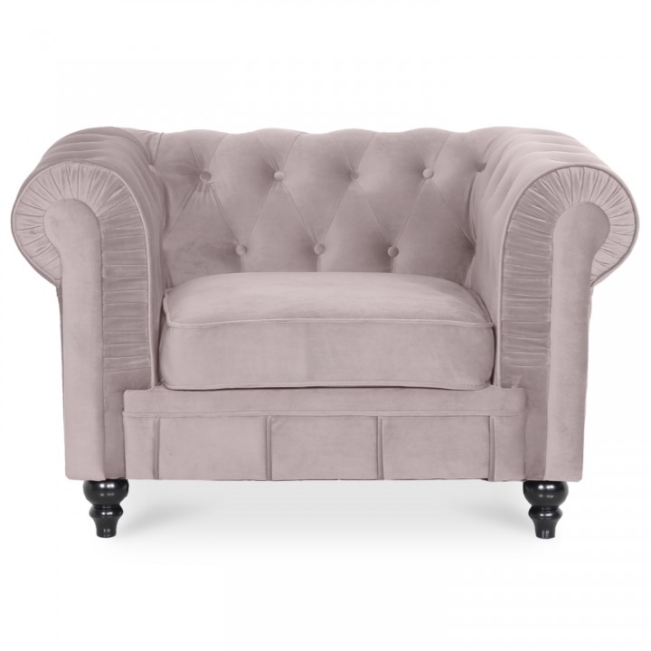 Fauteuil Chesterfield velours Altesse Taupe