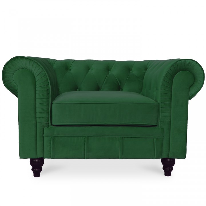 Fauteuil Chesterfield velours Altesse Vert