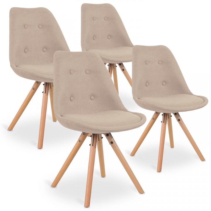 Lot de 4 chaises scandinaves Frida tissu Beige