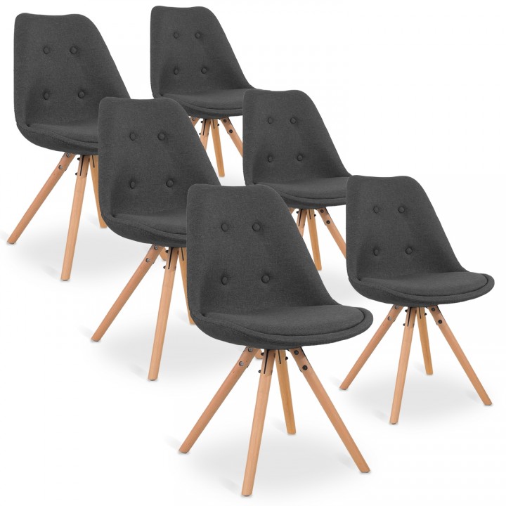 Lot de 6 chaises scandinaves Frida tissu Gris foncé