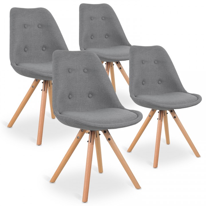 Lot de 4 chaises scandinaves Frida tissu Gris