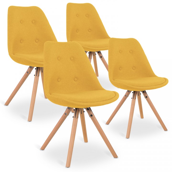 Lot de 4 chaises scandinaves Frida tissu Jaune