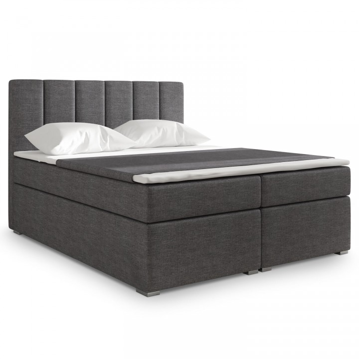 Lit coffre + matelas Luxury 160cm tissu Gris