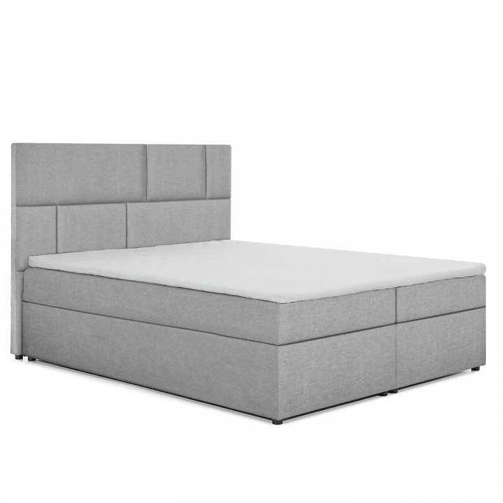 Lit coffre + matelas Owen 160cm tissu gris