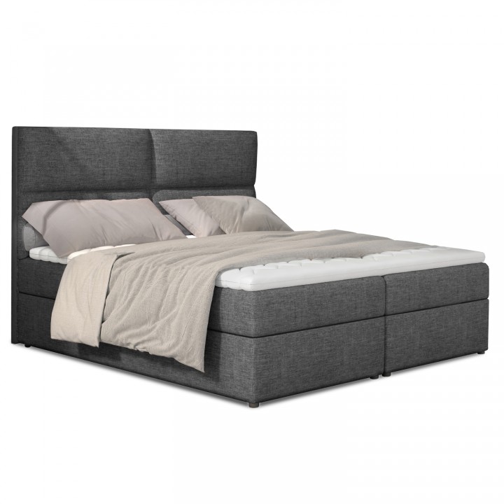 Lit coffre + matelas Sohan 160cm tissu Gris Foncé