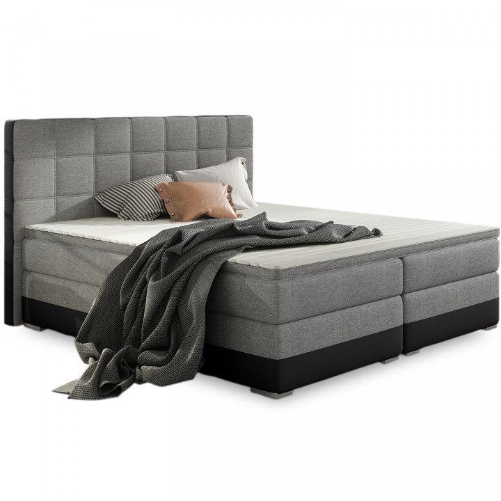 Lit coffre + matelas Aldo 160cm Gris et Noir