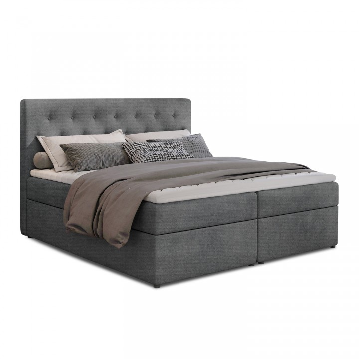 Lit coffre + matelas Celestin 180cm Velours Gris