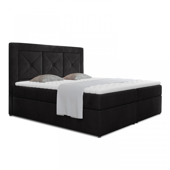 Lit coffre + matelas Gabriel 180cm Velours Noir