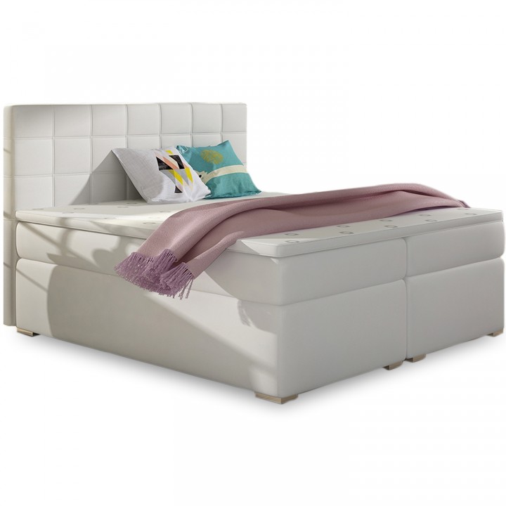 Lit coffre + matelas Sacha 160cm Blanc