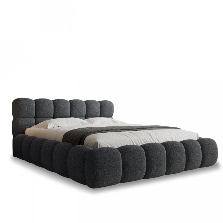 Lit coffre Tomaso 160cm Bouclette Gris foncé