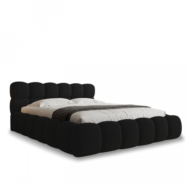Lit coffre Tomaso 180cm Bouclette Noir