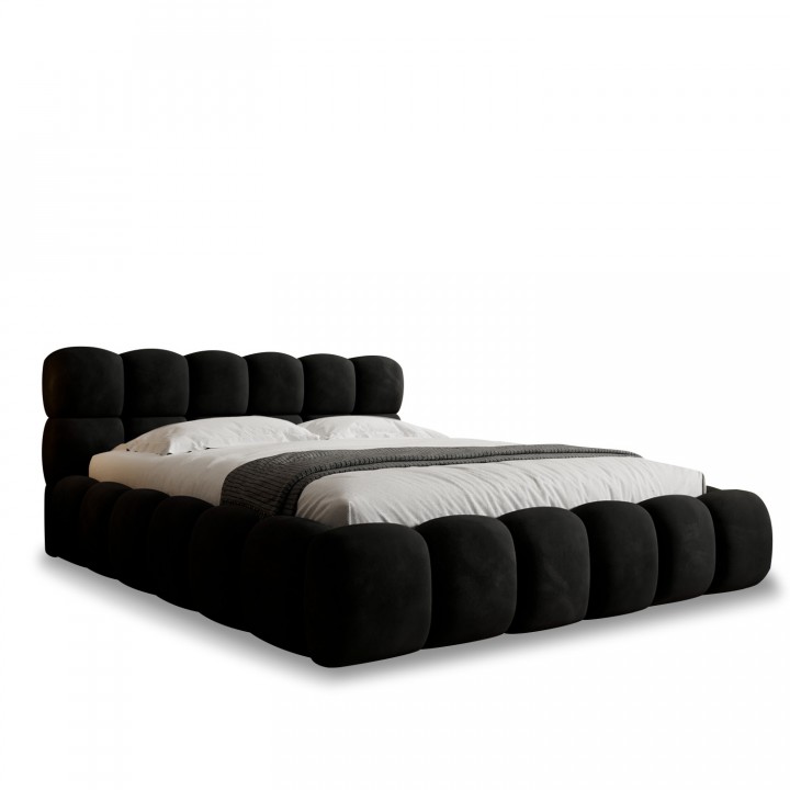 Lit coffre Tomaso 140cm velours Noir