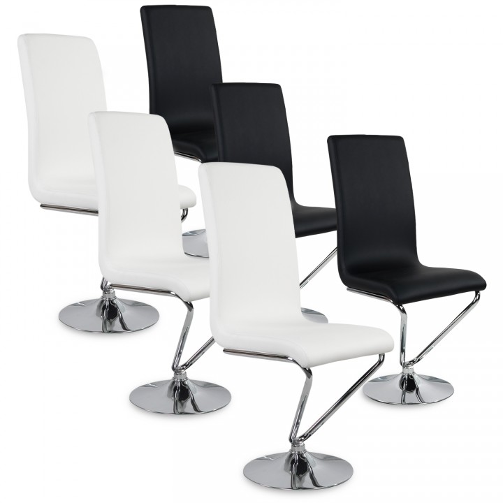 Lot de 6 chaises design Colami Bicolore Noir et Blanc
