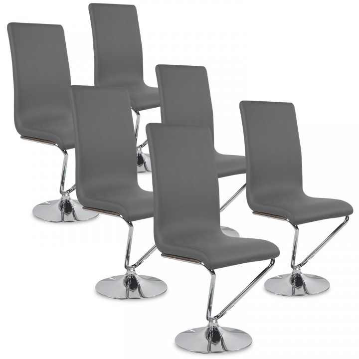 Lot de 6 chaises design Colami Gris