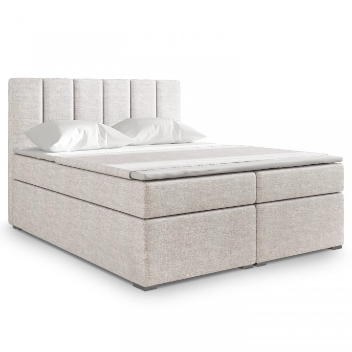 Lit coffre + matelas Luxury 160cm tissu Beige