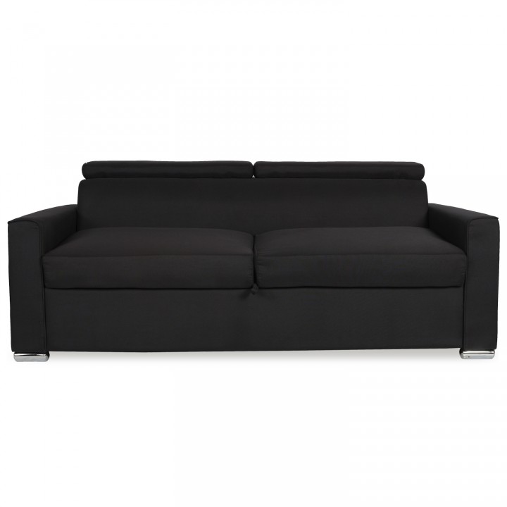 Canapé convertible ouverture express avec matelas Noé Tissu Noir