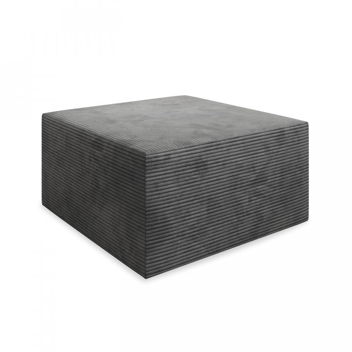 Pouf Carré XL Soren Velours Côtelé Gris Foncé